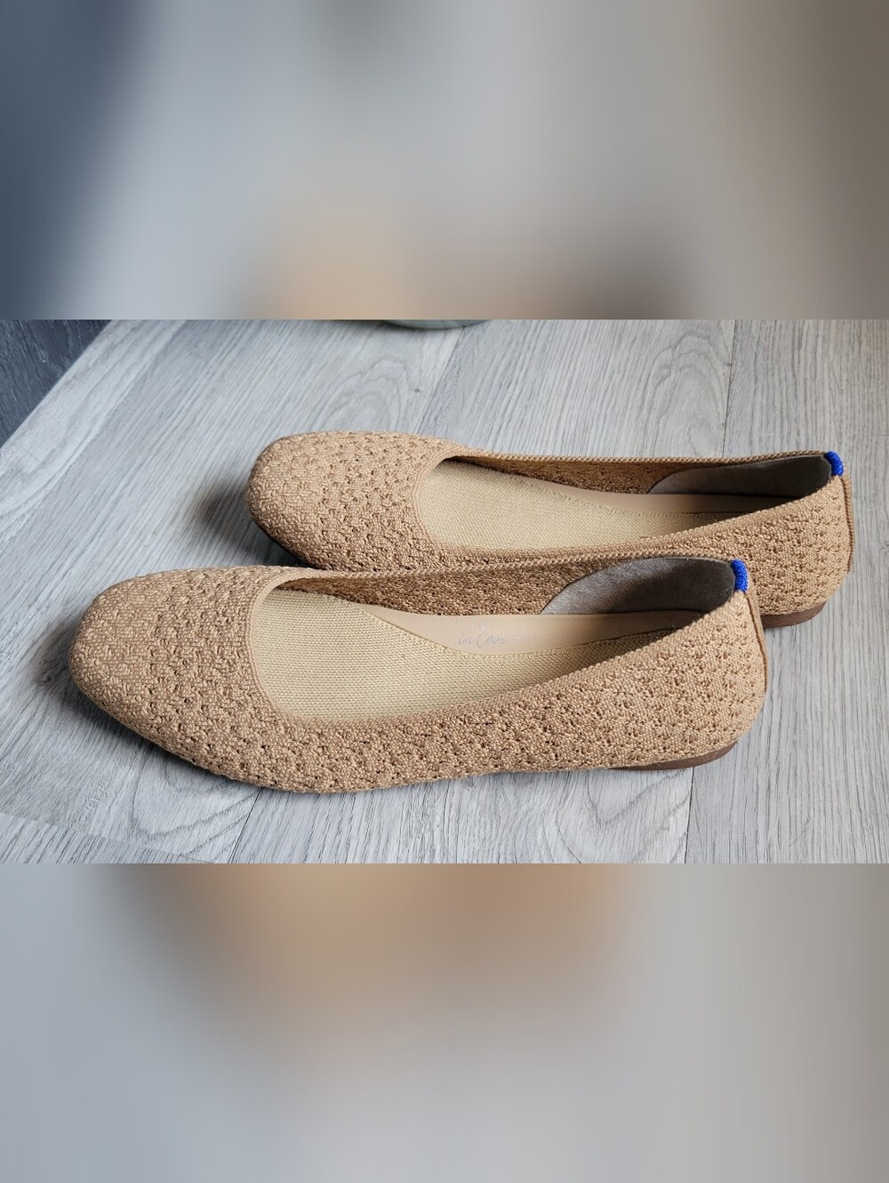 Rothy's The Max Square Toe Wren Crochet Tan Camel Flats, Women's US 7.5 EU 37.5 - Picture 7 of 15